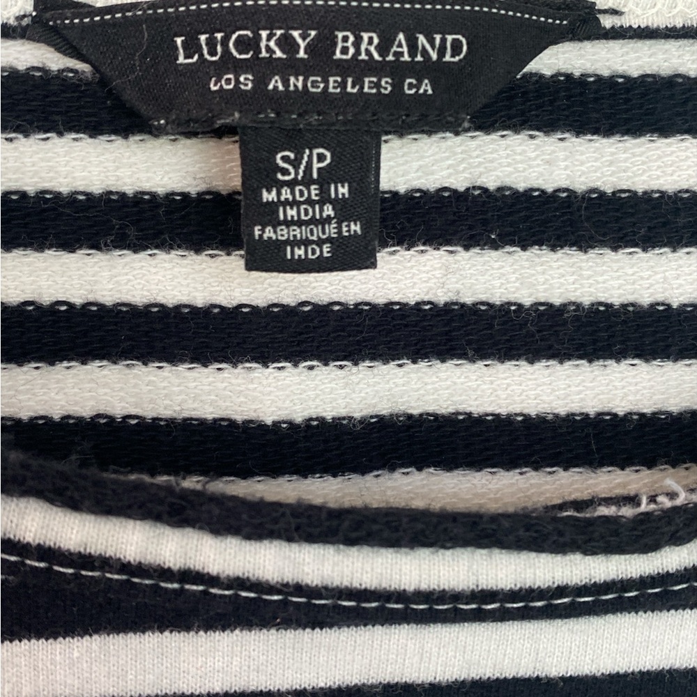 Lucky Brand Black White Striped Tie Waist Dress Women’s Small 100% Cotton Casual - Picture 3 of 6